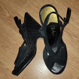 Cole Haan Black Wedge Sandals